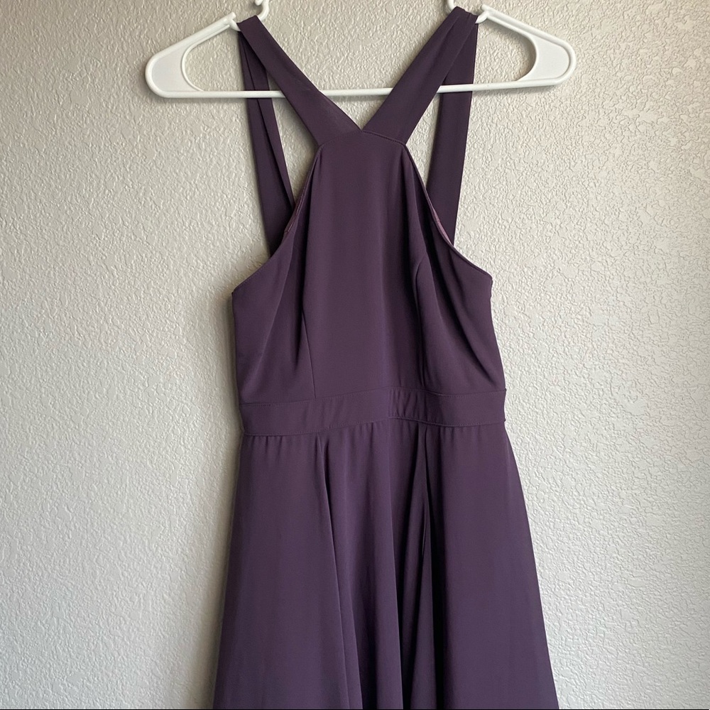 Plum Purple Mini Dress with Unique Neckline